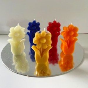 Colorful beeswax flower candles-one per order